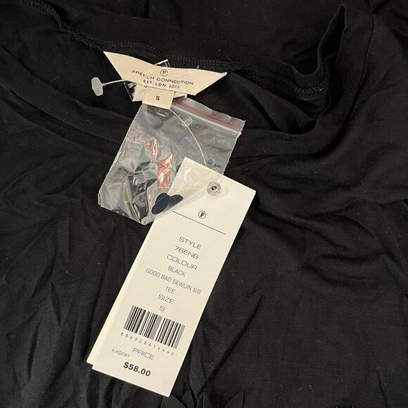 FRENCH CONNECTION Women's Black Good Bad Sewuin S/S Tee - Size Small - NWT $58 - Picture 2 of 4